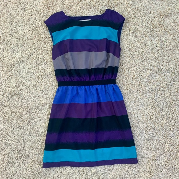 LOFT Sleeveless Fit & Flare Striped Dress - Picture 1 of 4